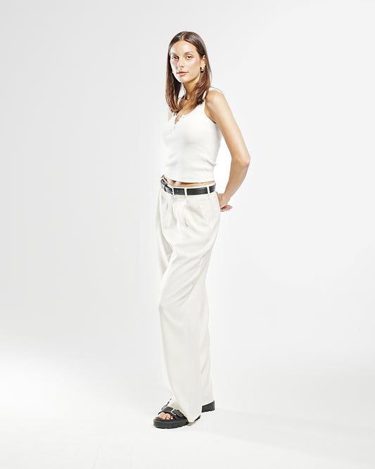 White Button Front Tank Top