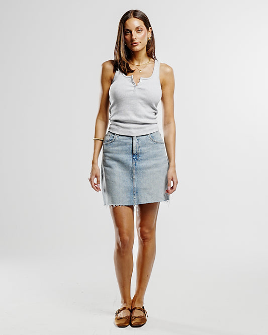 Grey Button Front Tank Top